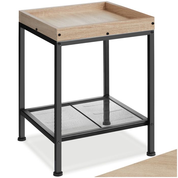 Table basse - TECTAKE - Table dappoint ROCHESTER style industriel bois MDF et acier 415 x 41 x 56 cm - Bois clair/Chêne sonoma