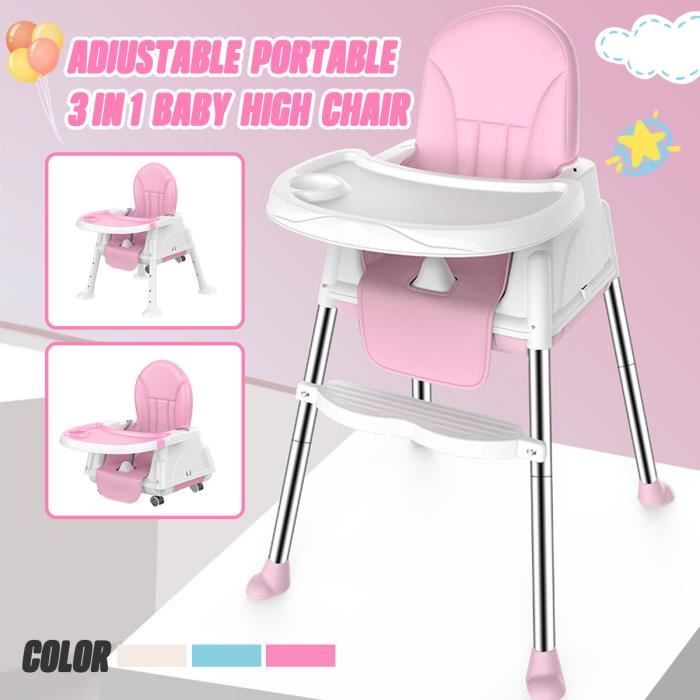 Chaise Haute Bebe 3 En 1 Evolutive Hauteur Ajustables Plateau Amovible Rose Cdiscount Puericulture Eveil Bebe