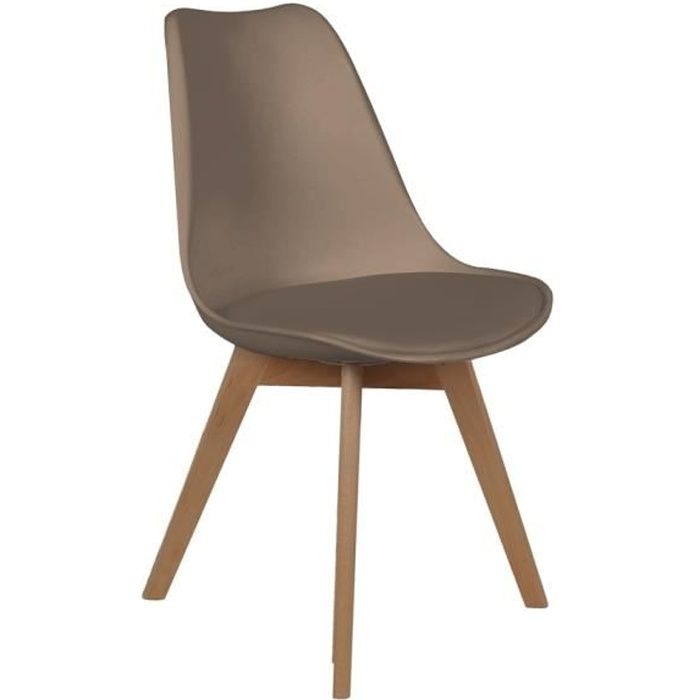 chaise scandinave avec coussin - the concept factory - taupe - bois massif - polypropylène - hêtre