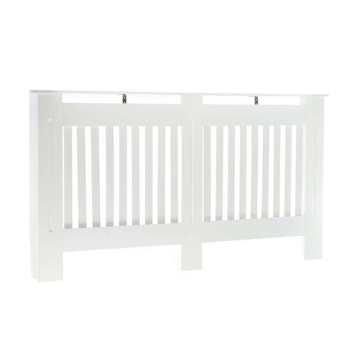 Toboli Cache-radiateur – Blanc – 172 x 19 x 82 cm – en MDF – Couverture protège-chauffage décorative Tablette Étagère Console