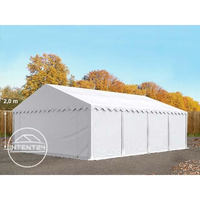 Tente de stockage TOOLPORT 5x8m en PVC 500g/m², hauteur de côté 2m, blanc