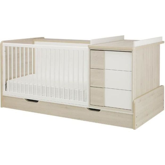 Lit Bebe Combine Evolutif Blanc Pin Blanchi Sweet L 5 X L 105 X H 102 Cdiscount Maison