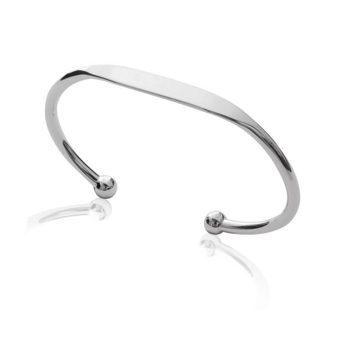 Bracelet Jonc Identité Homme En Argent 925 Rhodié - 60mm, 28g, Neuf Dolly-Bijoux