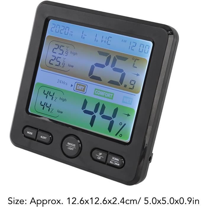 Ej.Life Mini Thermomètre Numérique Hygromètre Horloge Intérieure Température Ambiante Humidité