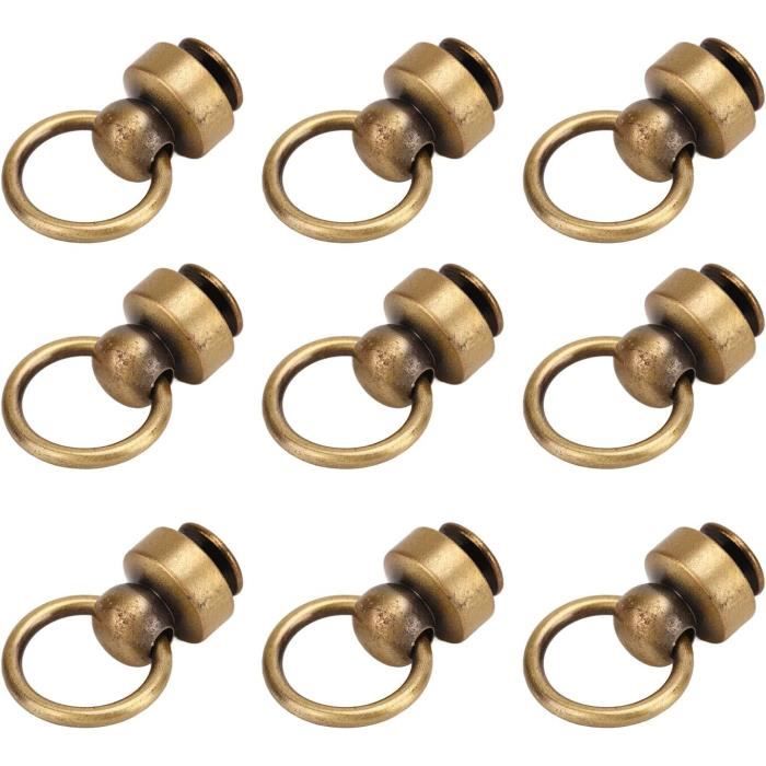 Qiilu Rivets à Goujons En Laiton 12 Ensembles D Anneau Goujon Vis Or Laiton Métal Placage D