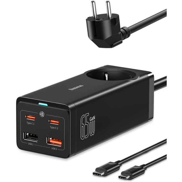 Prise Multiple USB Avec Charge Rapide 65W - 5 Ports (USB-C PD, QC3.0, USB-A) - Compacte - 7