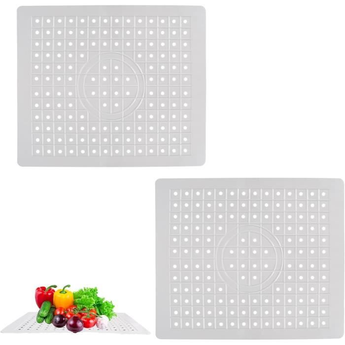 Anseom 2 Pièces Tapis Fond D'Évier Cuisine En Caoutchouc - 26x31cm Découpable Antidérapant Noir - Protège Évier Et Égouttoir