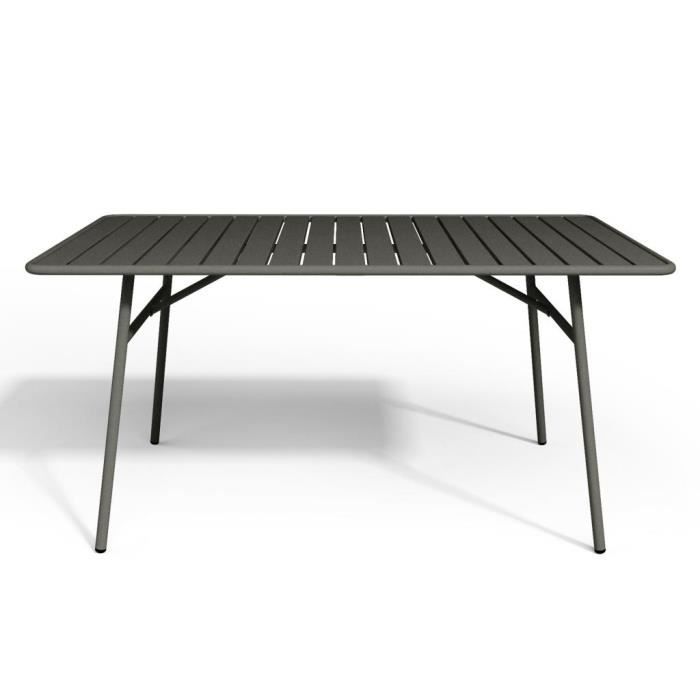 table de jardin - vente-unique - mirmande - gris anthracite - acier - 160x80x74.5