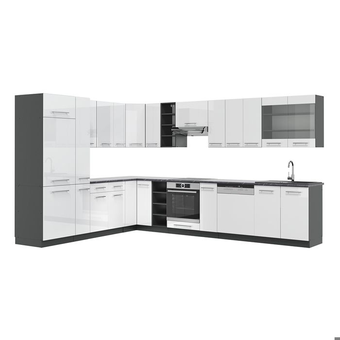 Vicco Cuisine en angle Fame-Line, Chêne lambris/blanc, 287x60cm , PT