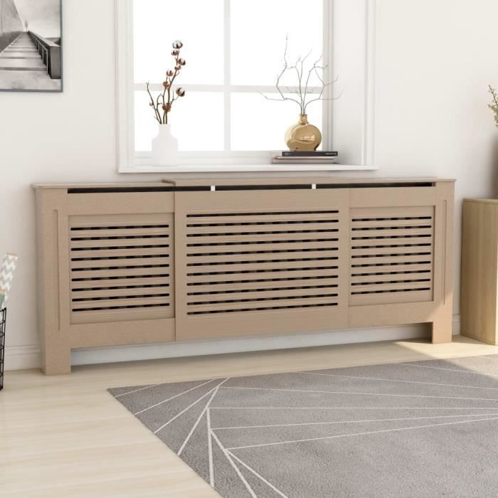 Cache-radiateur en MDF 205 cm - VIDAXL - Design à lattes modernes et étagère de rangement