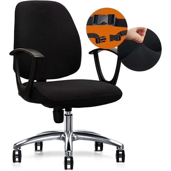 Housses de Chaise de Bureau Extensible - YSTP - Noir - Lavable - Élastique - Protection contre la poussière