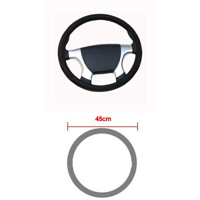 Housse De Volant Camion Marron/noir - Cuir Véritable, Diamètre 44-46 Cm, Coutures Renforcées, Confort Toute Saison - 8