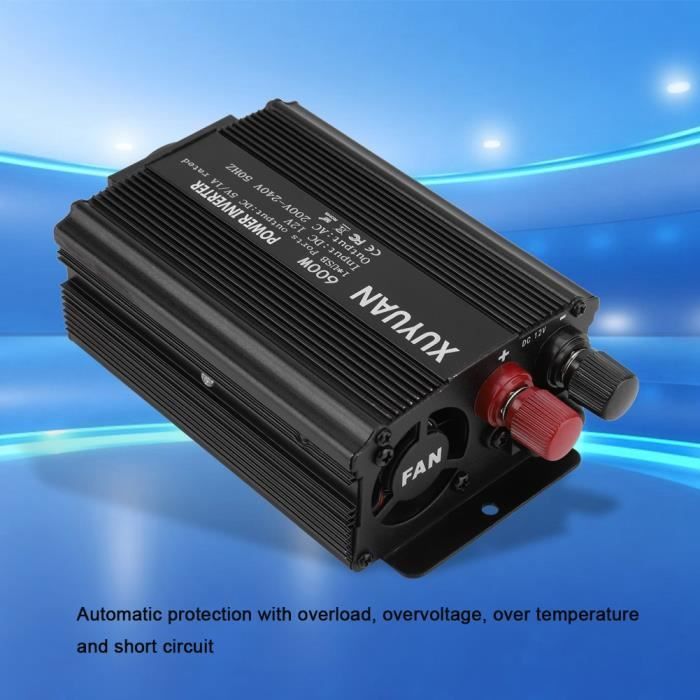 Onduleur Convertisseur d'inverseur à onde sinusoïdale pure 12V Convertisseur 220V 600W avec panneau solaire pour ménage-BON
