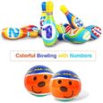 Jeux de Quilles avec 2 balles en Mousse 10 Broches de Bowling Plein Air Jouet Cadeaux pour Enfants Garcon Fille 3 4 5 Ans.-1