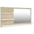 Miroir Décoratif - Blanc et chêne sonoma - 90 cm - 3 étagères - Meuble de salle de bain-1