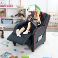COSTWAY Fauteuil Relax Salon pour Enfant en Cuir Pu avec Dossier Réglable et Repose-Pieds Charge Max 50kg pour Salon Chambre, Rouge-1