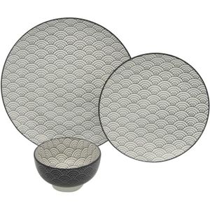 Excelsa Black Lily Service de table 18 pi/èces en porcelaine