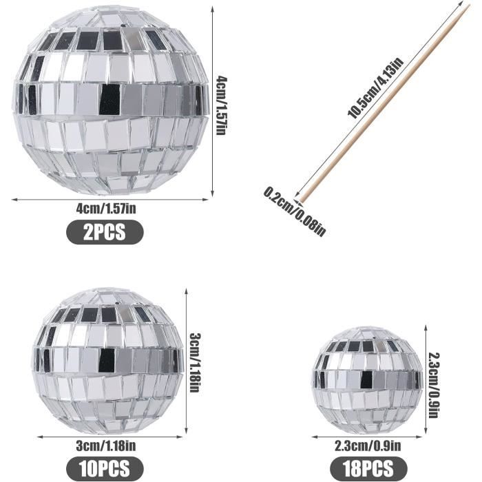 30 Pièces Boules Disco Toppers Pour Gâteau - Décoration Thème Disco Argent
