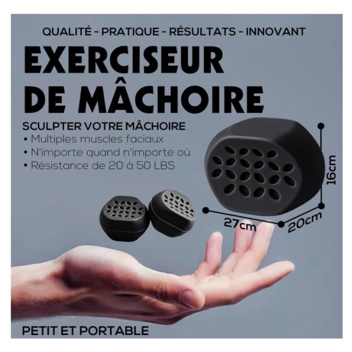 Appareil d'exercice portable pour le cou et le double menton - 3 niveaux de résistance - Exerciseur de mâchoire pour homme et femme - Aide à tonifier Appareil d'exercice portable pour le cou et le double menton - 3 niveaux de résistance - Exerciseur de mâchoire pour homme et femme - Aide à tonifier