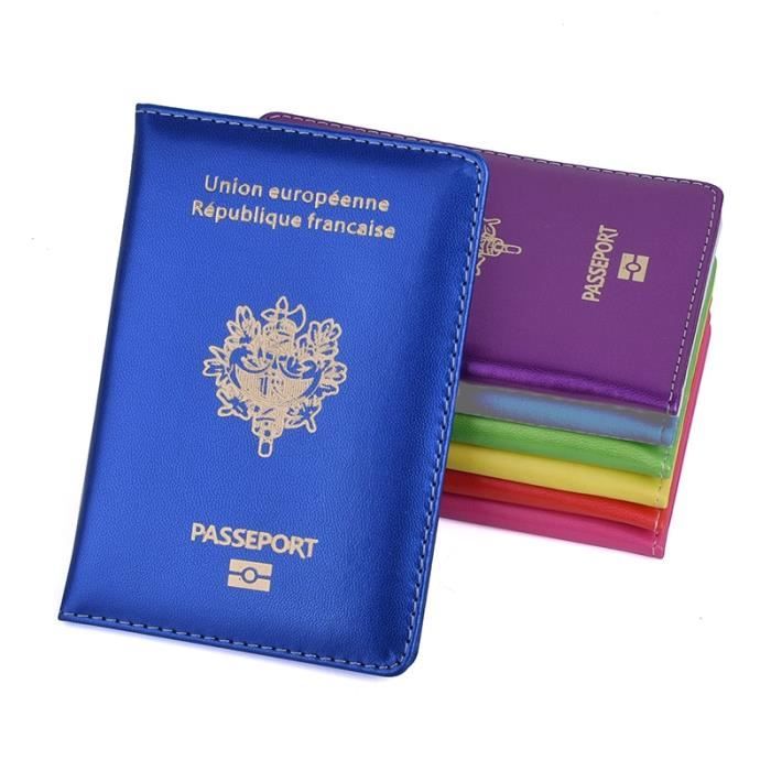 Bleu Étui de passeport de voyage français à la mode, protection pour cartes  d'identité de crédit, super porte