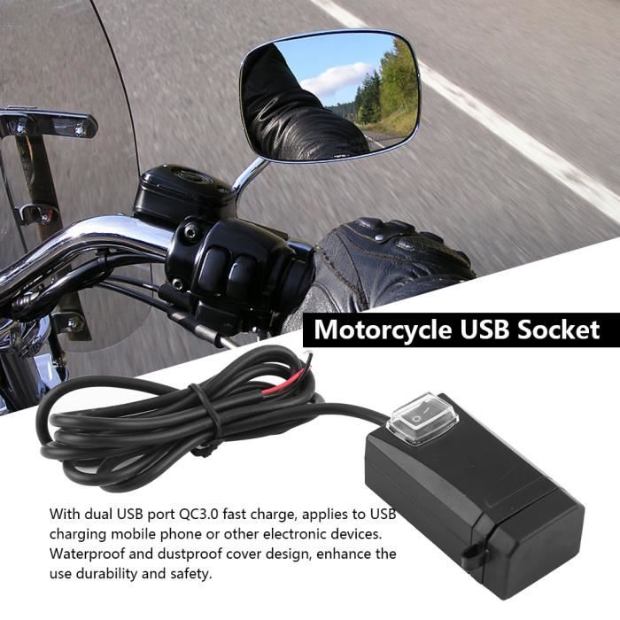 Prise USB de moto, chargeur de moto noir, sécurité étanche à la poussière  pratique pour nous pour la moto - Cdiscount Téléphonie