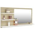 Miroir Décoratif - Blanc et chêne sonoma - 90 cm - 3 étagères - Meuble de salle de bain-2