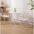 Ensemble table chaise de jardin pliant - SUPFINE - Blanc - Métal - Extérieur - Contemporain-2