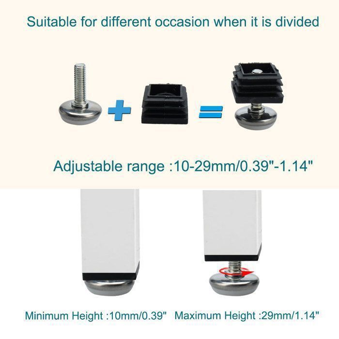 4 Pieds Réglables M8 X 15mm Pour Meuble - Niveleur De Table Uxcell - Set De 4 Pièces