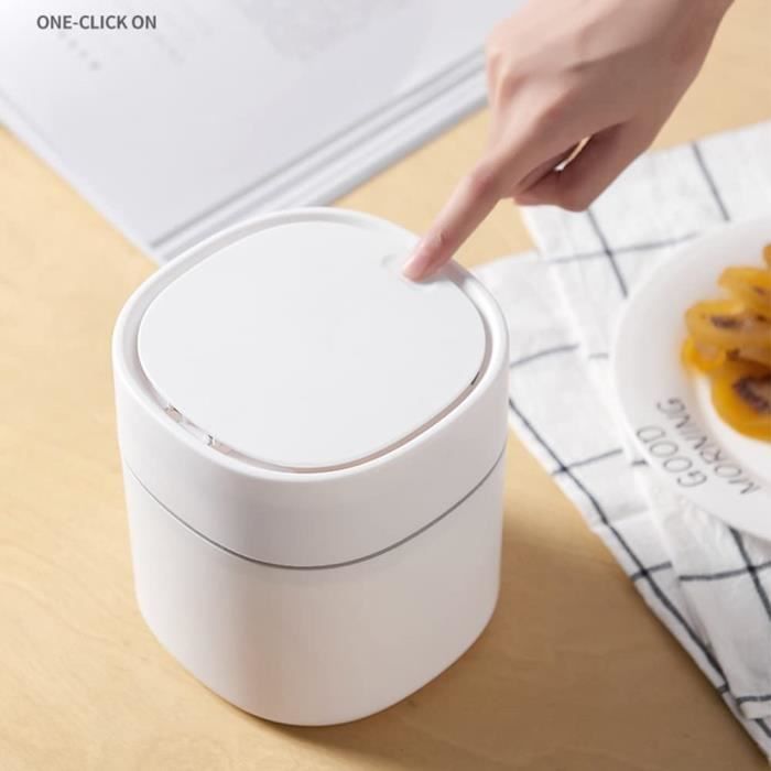 Croselyu Mini Poubelle De Bureau Avec Couvercle – Petit Seau Pour épluchures, Coton, Déchets – Design Blanc - 3