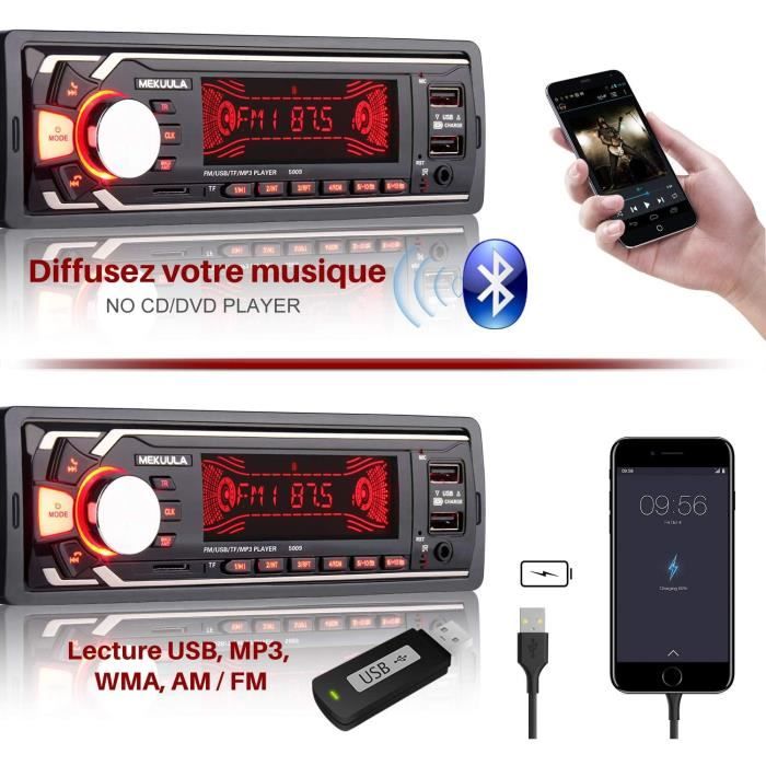 RDS Autoradio Bluetooth Façade Amovible, Poste Radio Voiture Bluetooth,  SWM-1789 Autoradio 1 DIN avec Lecteur MP3 et Deux A192 - Cdiscount Auto