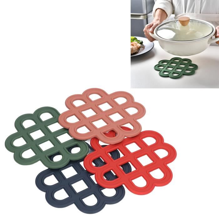 Dessous de plat en silicone 2 pièces pour plats chauds, tapis