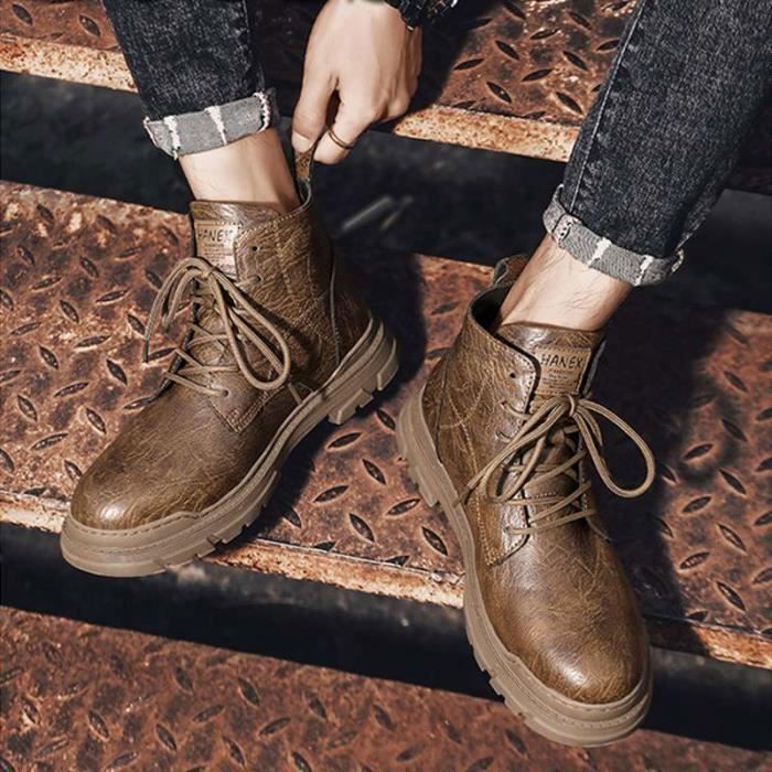 Boots à lacet marron foncé en cuir