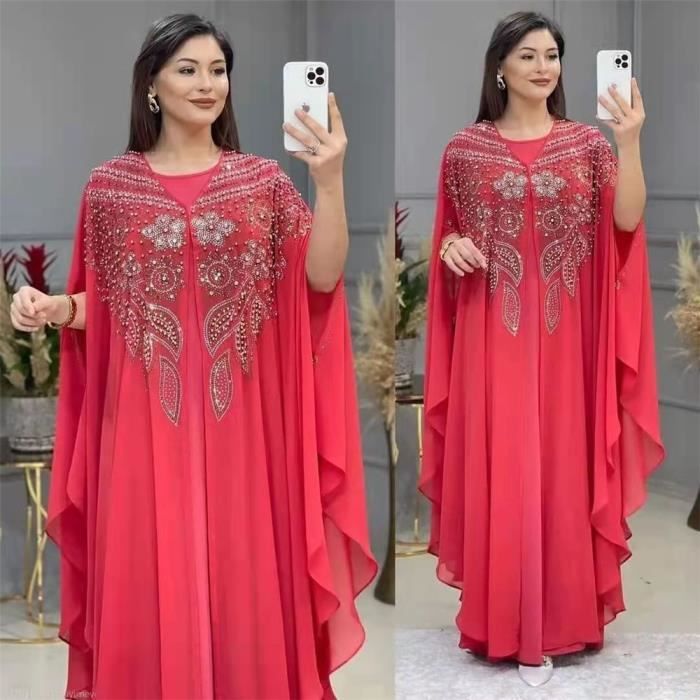 Abayas pour femmes dubai en mousseline de soie Boubou robe musulmane Caftan Marocain fete de mariage Occasions Djellaba Femme Noir Cdiscount Pret a Porter