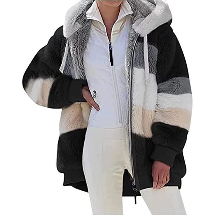 Manteaux Polaire Zipp e pour Femme Mode en Peluche Capuche