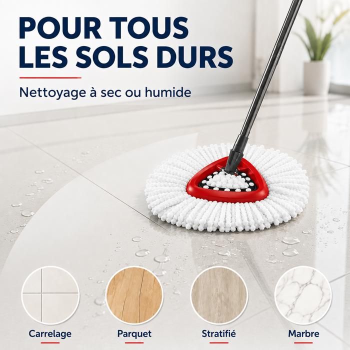 Lot 5 Recharges Balai Serpillère Vileda Turbo 2 En 1 EasyWring&Clean - Microfibre + Brosse
