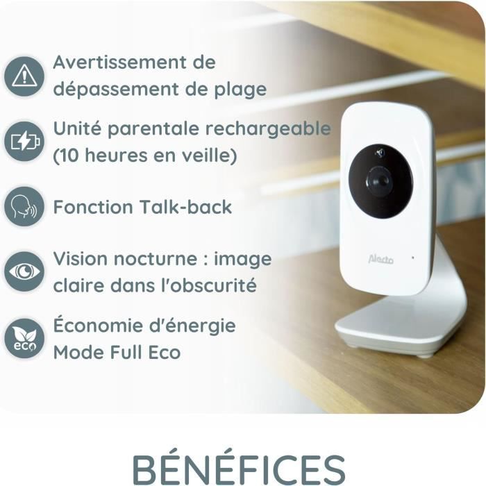 Videocamera Aggiuntiva Alecto DVM-150C Per Baby Phone DVM-150 – Colore Bianco/Antracite, Visione Notturna, Portata 300m - 4