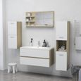 Miroir Décoratif - Blanc et chêne sonoma - 90 cm - 3 étagères - Meuble de salle de bain-3