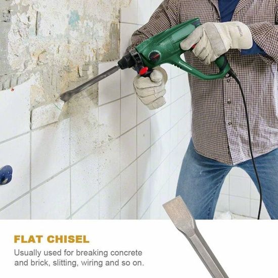 Set 5 Burins SDS Plus - 2 Pointus Et 3 Plats Pour Perforateur Béton, Carrelage Et Maçonnerie