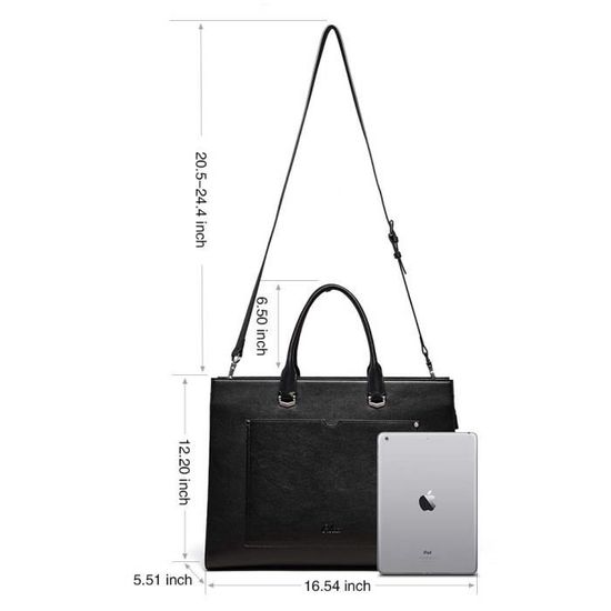 CLUCI Porte Document Femmes Cuir Slim Serviettes Sac Bandouli/ère Ordinateur Business pour 15.6 Pouce Marron