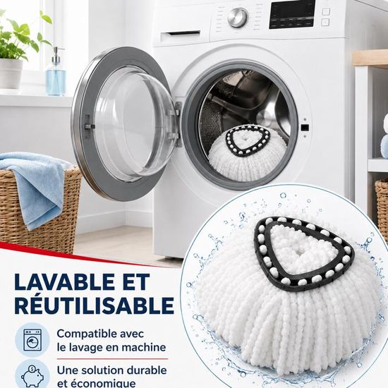 Compatible Vileda Rotatif Recharge Microfibre Pour Serpillière Vileda Turbo / Easy Wring - Lot De 4 Pièces - Lavable Machine 30°C - Pour Tous Sols