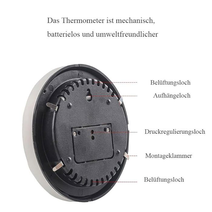 Thermomètre Pour Pêche à La Mouche – Métal, Plage -30 à 150°C, Noir/Rouge, Avec Cordon, Compact 12x9.5x2 Cm