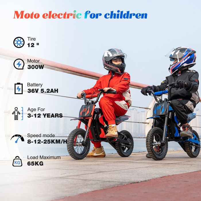 EVERCROSS EV65M Moto Électrique, Motocross Électrique avec Moteur 500W, 48V 7.8Ah Moto de Cross Électrique, 3 Modes de Vitesse 10/20/30 KMH, Autonomie