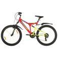 LE SHOP Vélo de montagne 21 vitesses Roue de 26 pouces 49 cm Rouge 130113 - Haute qualité-0