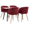 3842NOEL Lot d'une Table et chaises 5 pcs - Ensemble Table à Manger de 4 à 6 personnes Charme Design Tissu Rouge bordeaux,120 x 60 x-0