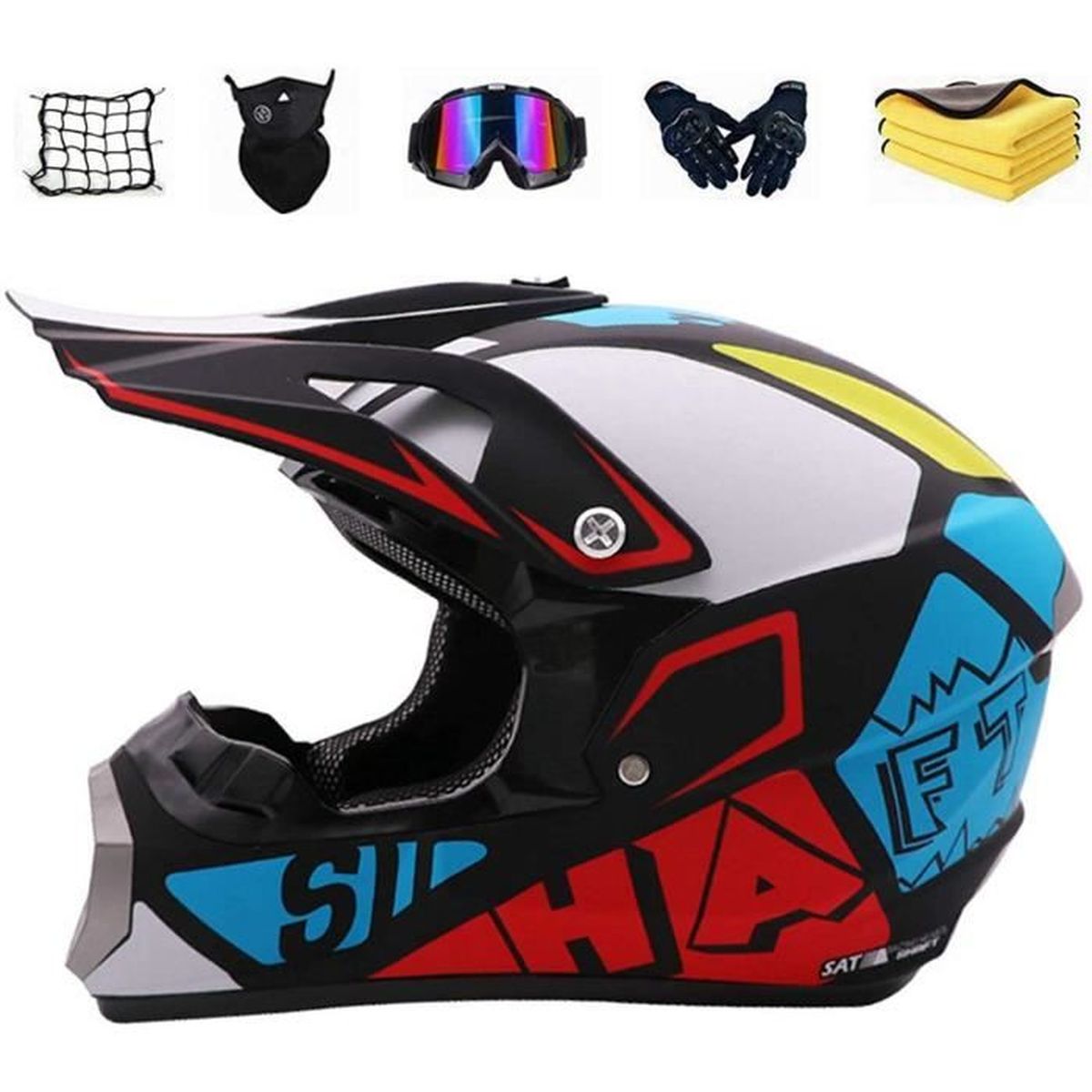 Casque Moto Enfant Intégral Avec Lunettes Et Gants - Protection Sécurisée Pour Quad, VTT, Motocross - Tailles S/M/L/XL