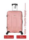 Valise Grande Taille 75cm ABS Terra Rose + Étiquette BAGAGE - 4 Roues 360 - 94L – ADC