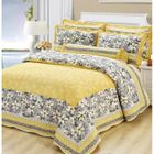 YANTASTIC 100% Coton Imprimé+ Véritable patchwork Couvre-lit boutis 220x240CM +2 Taie d'oreiller matelassé