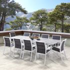 Salon de jardin Ensemble ModuloWood T 6/10 + F 10 Verre Déco Bois Blanc Wilsa Garden