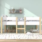 SPKSW Lit enfant mi hauteur 90x190cm en bois de pin massif, Lit simple structure en pin Sommier inclus, Blanc et Chêne