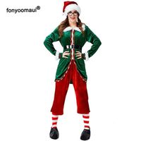 Femmes A - XXL - Costume d'elfe du père Noël pour hommes et femmes, Tenue assortie en velours, Little Helpers